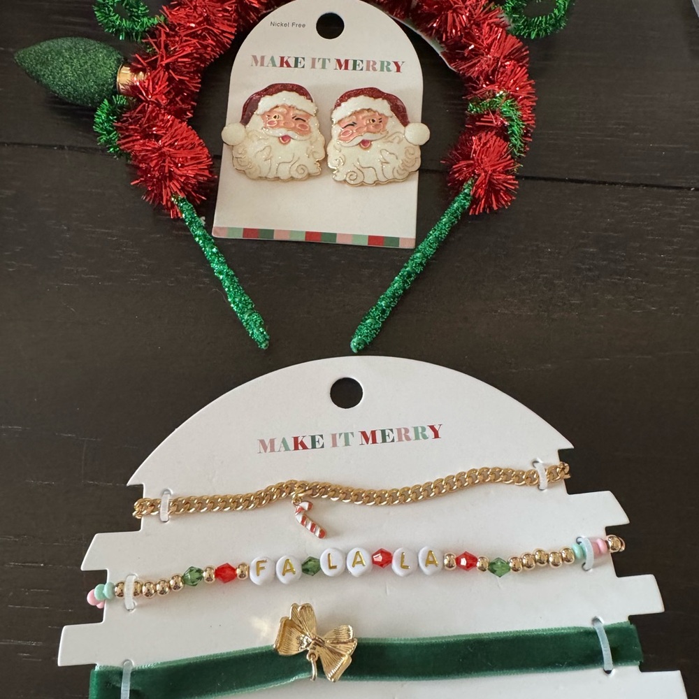 Holiday Headband, Earrings and Necklaces Set